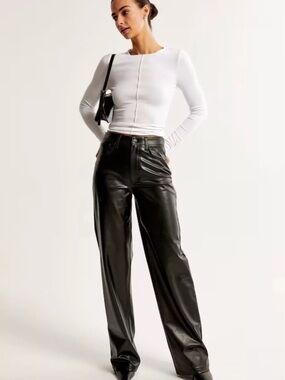 Abercrombie & Fitch | The Loose High Rise Faux Leather Pants
